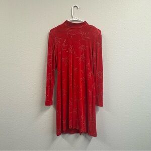 Elegant Red Long-Sleeve Dress